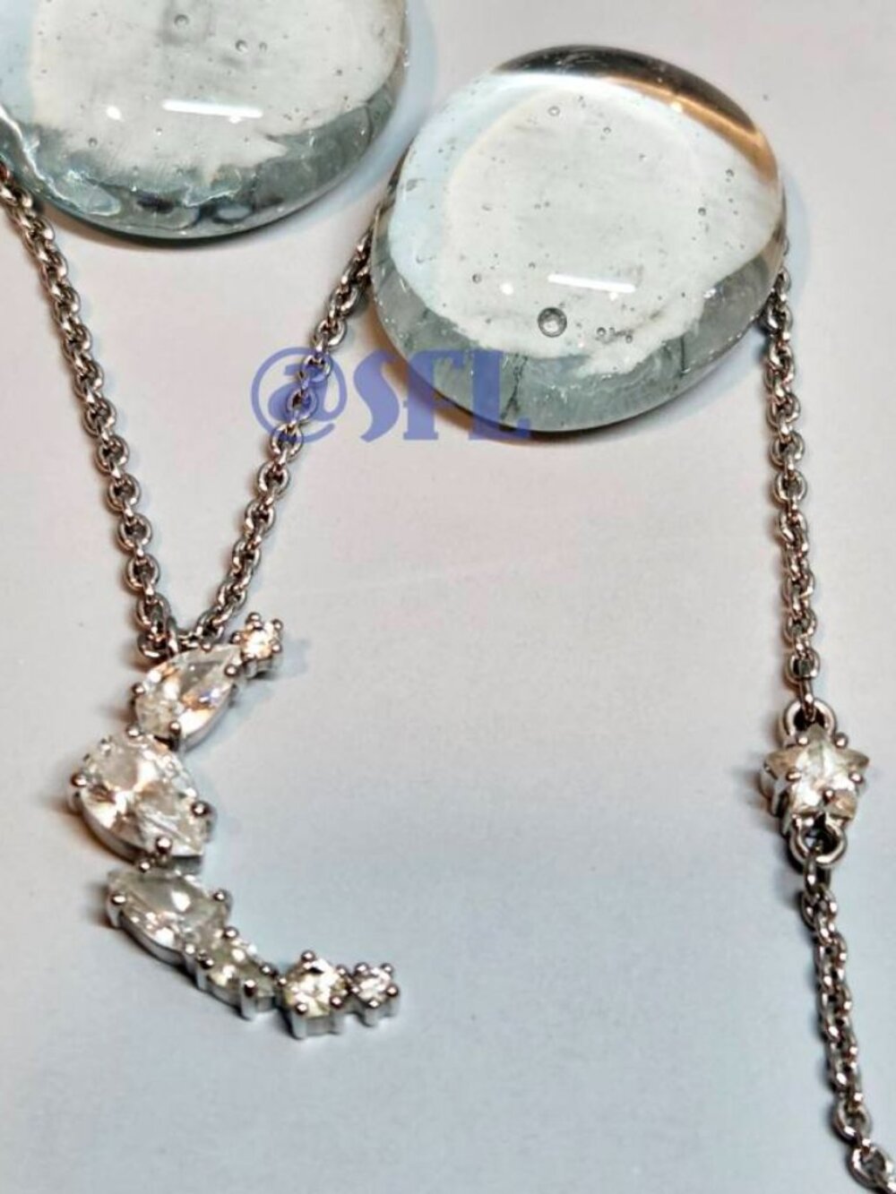 Atelier Swarovski Moon Star Necklace Silver Tone Clear Crystals Mixed Cut NWOT